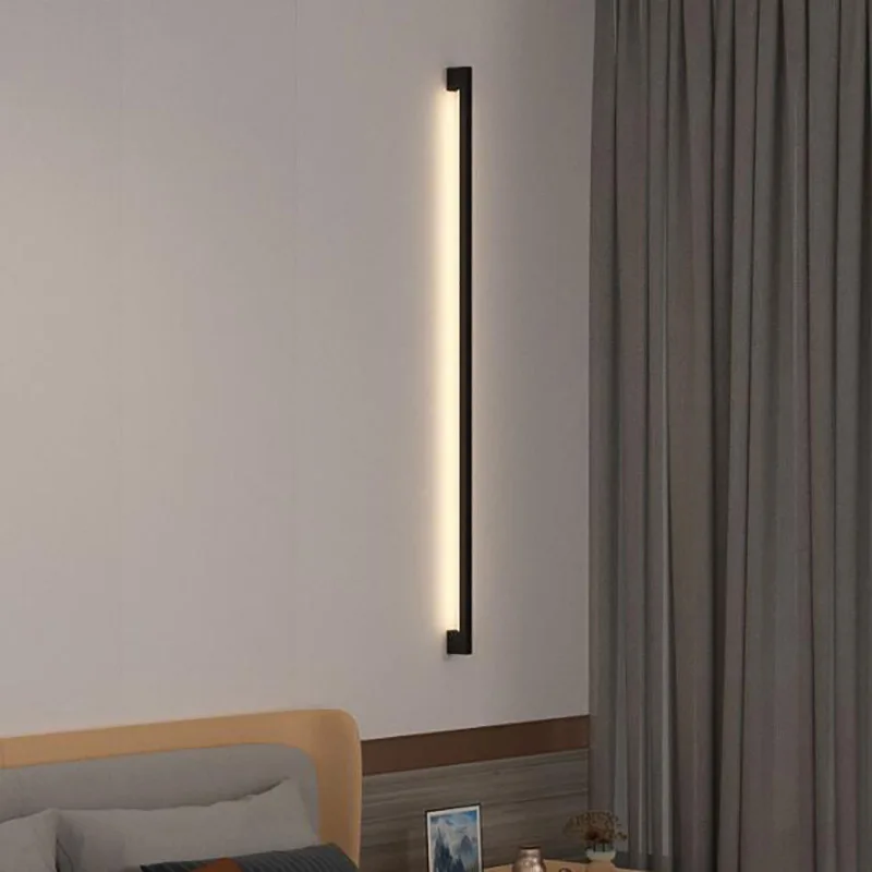 Imagem -02 - Tubo Linear Simples Moderno Lâmpada de Parede Led até Baixo Fundo Oposto Luz de Parede Led Foyer Cabeceira Corredor Ouro Preto Led Sconce