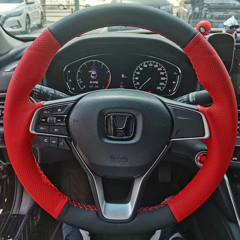 

Customized Car Steering Wheel Cover Braid For Honda Accord 10 Gen 2018-2022 Odyssey 2021-2026 City 2023-2025 Hand Sewing Leather