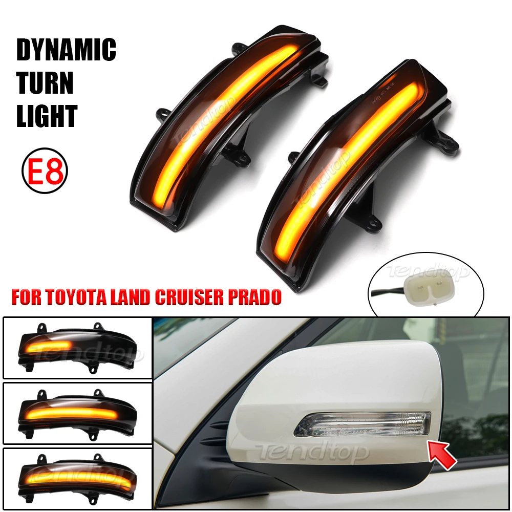 2pcs Mirror LED Dynamic Blinker Sequential Turn Signal light For Toyota Land Cruiser FJ200 LC200 / Prado FJ150 2021