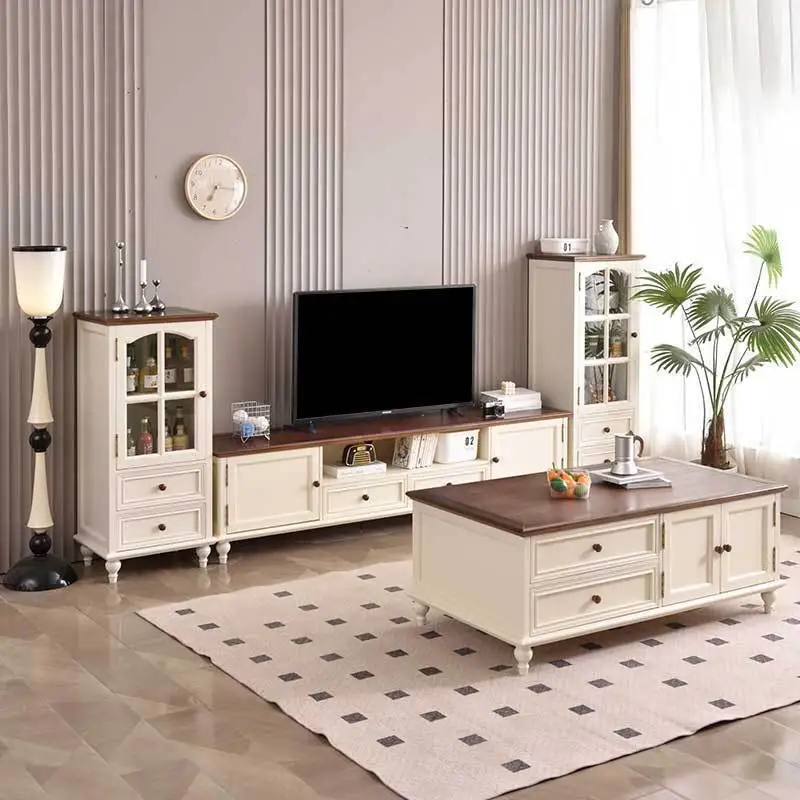 Solid wood TV cabinet coffee table combination living room coffee table TV cabinet large capacity