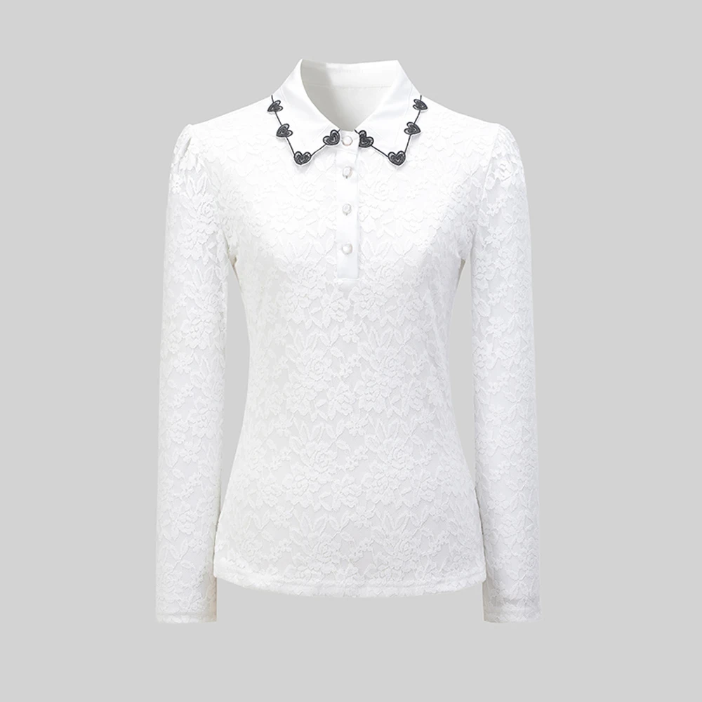 النبيذ الأحمر قميص طويل الأكمام للنساء الخريف والشتاء جديد الراقية مزاجه الدانتيل المرأة حجم كبير سليم صالح رداء علوي غير رسمي #6