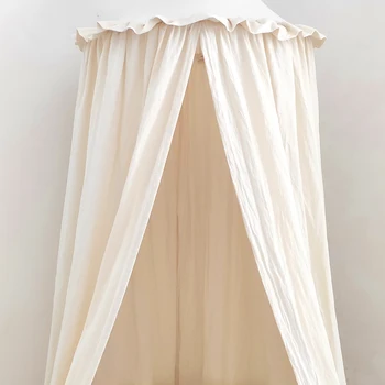 100% cotton crib kids room decor Baldachin ruffle bed curtain canopy nursery
