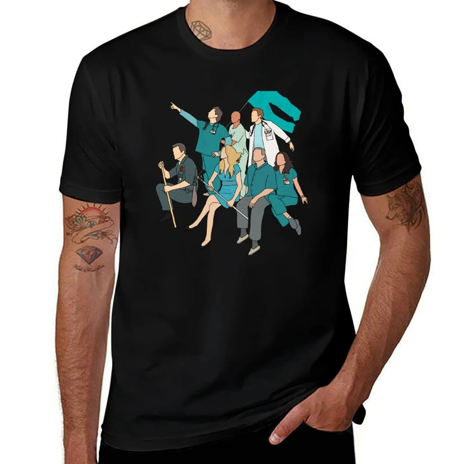 Scrubs Cast Fan Art T-Shirt Novelty Graphic Tee Shirt T-Shirt
