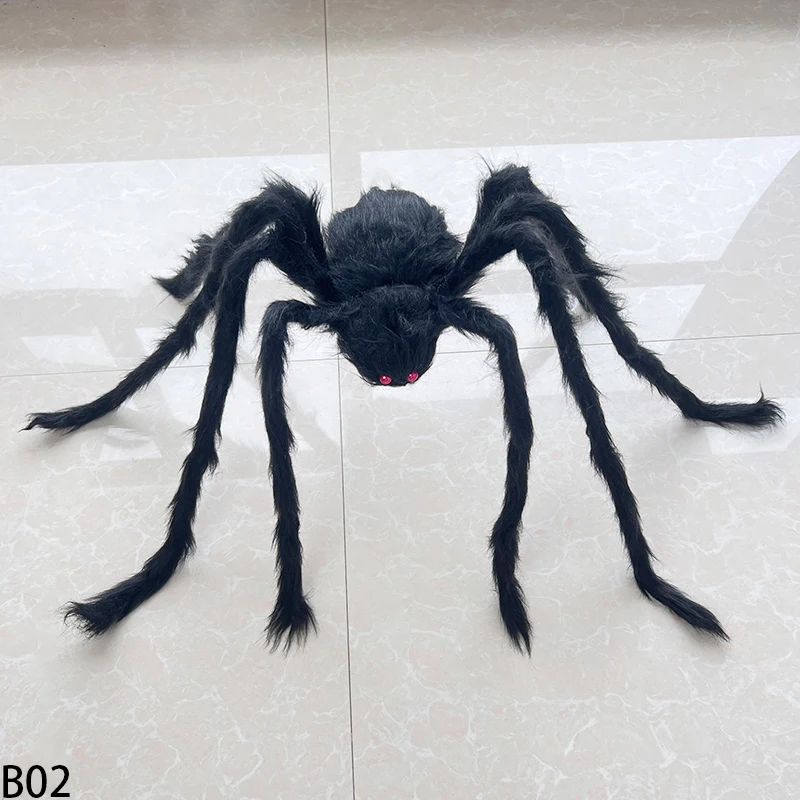 Halloween Schwarze Riesenspinne Gruselige künstliche Plüschspinne Home Bar Spukhaus Szene Ornamente Requisiten Urlaub Outdoor Dekore