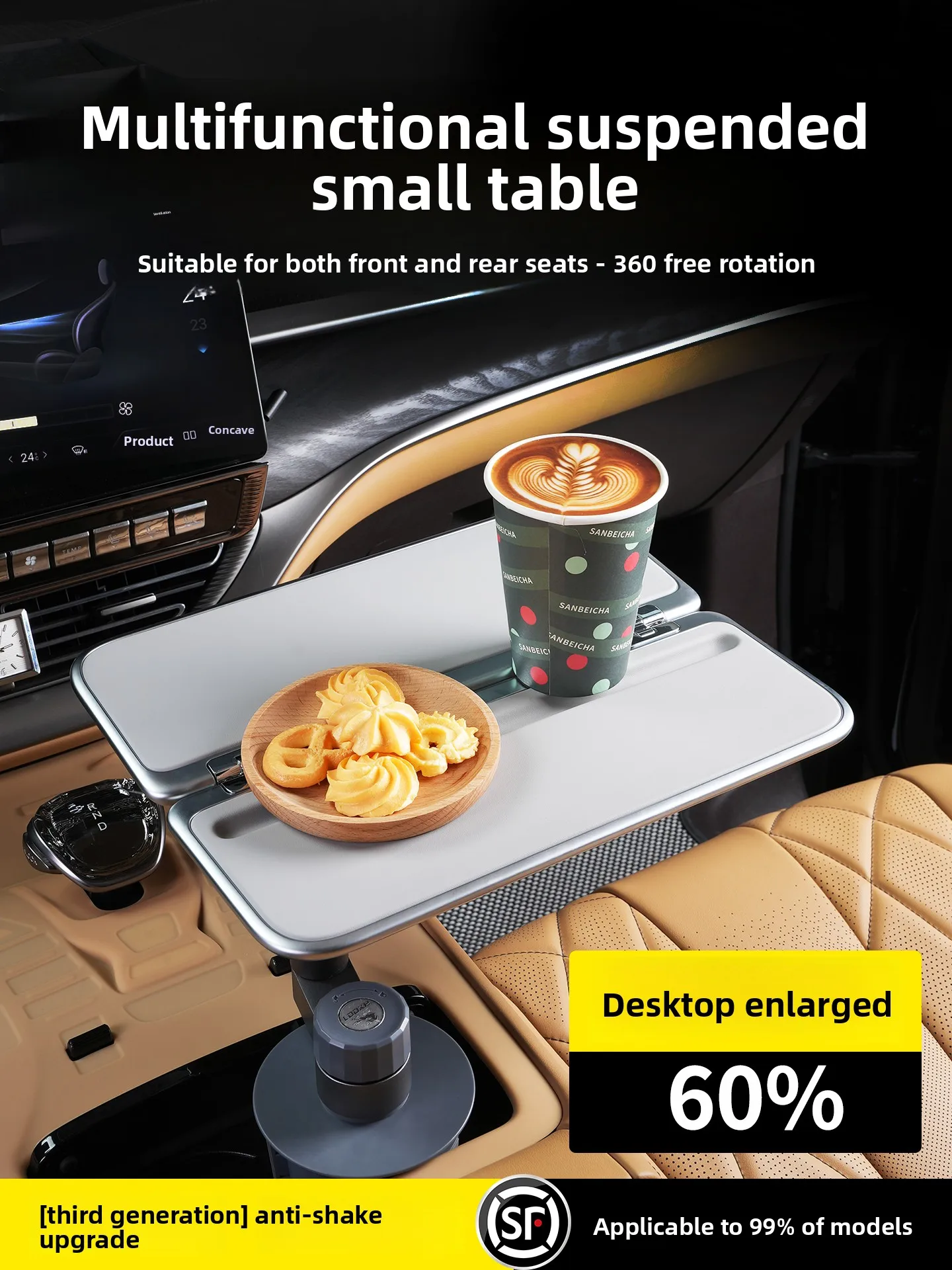 

Автомобильная настольная доска, идеально подходящая для совместных водителей, заднее положение, регулируемый угол, складной держатель для ноутбука из сплава