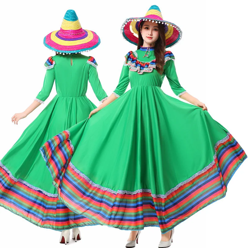 تنورة نسائية تقليدية بطابع الهالوين للبالغين بحاشية كبيرة عرقية Sle Dr أداء زي ربيع Faion