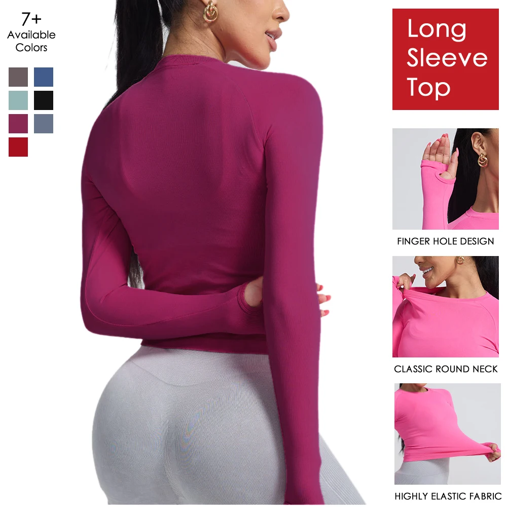 

1 Piece Women's Impact Sports Long Sleeve Yoga Top Stretchy Workout Gym Clothing Longline Shirts with Contour for Plasticity