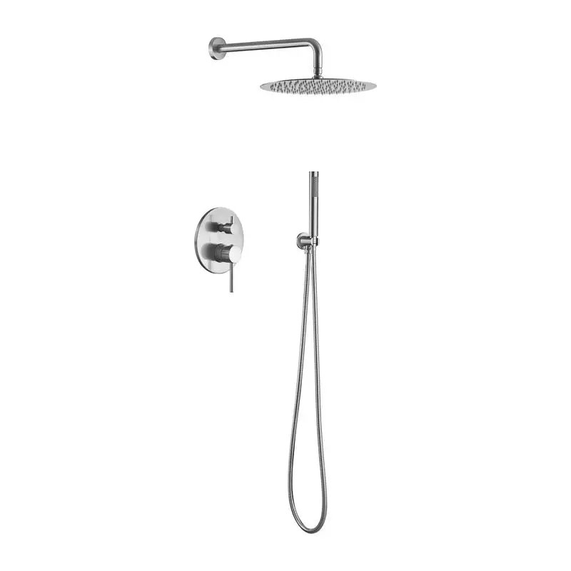 

Wall Mounted Shower Faucet Set with High-Pressure 10" Stainless Steel Rain Showerhead and Handheld Shower, 2-Way Pressure