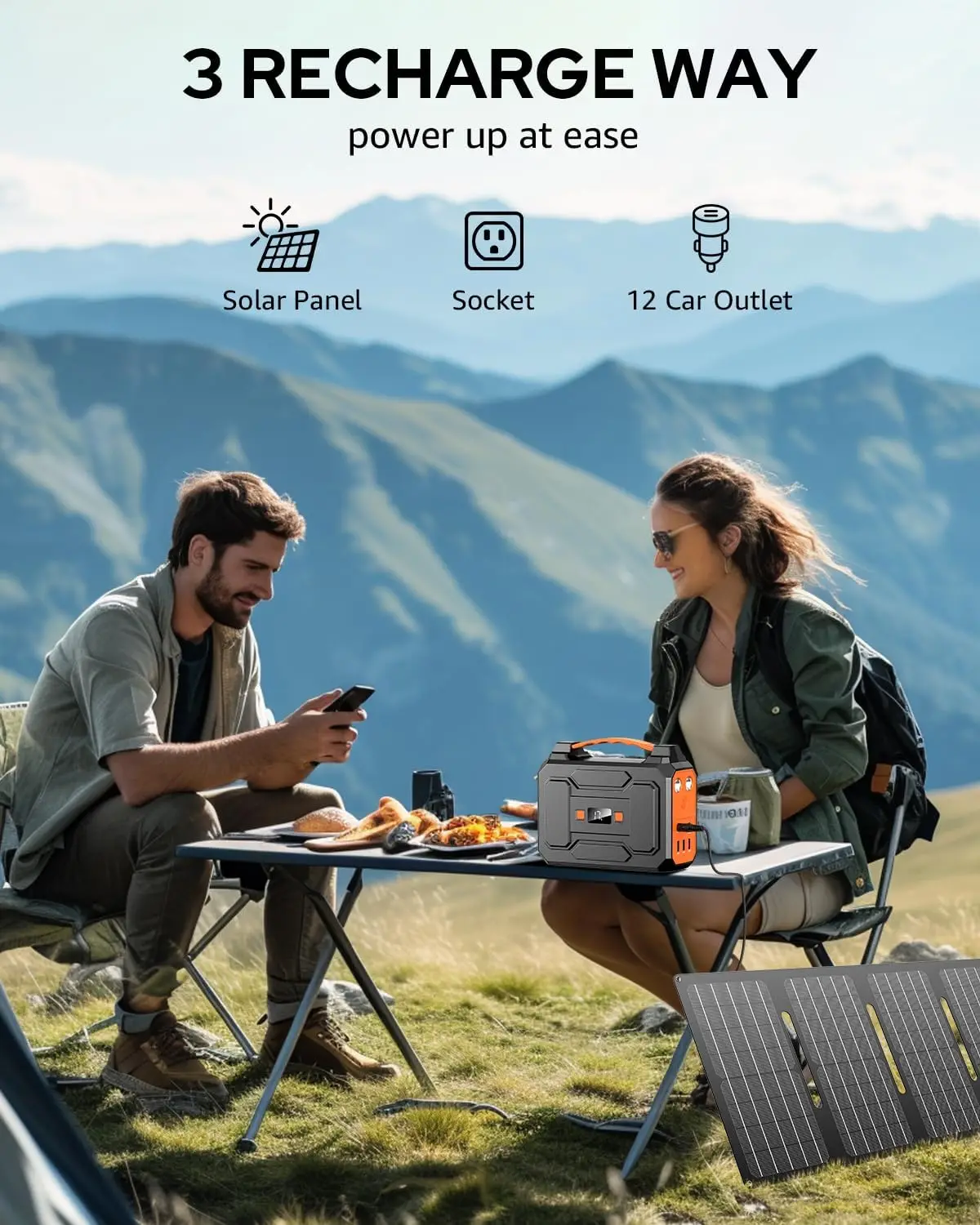 Portable Power Station,146Wh 100W Solar Powered Power Bank with AC Outlet,Solar Generator Portable Charger Power Bank Battery view 4