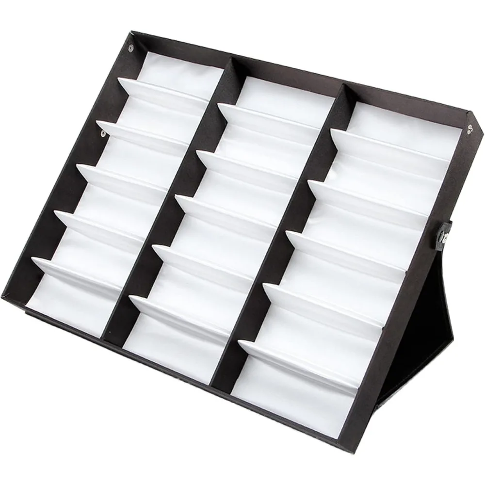18 Slots Eyeglasses Storage Box, Tabletop Sunglasses Organizer Display Case, Glasses Holder, Glasses watches Collection Tray