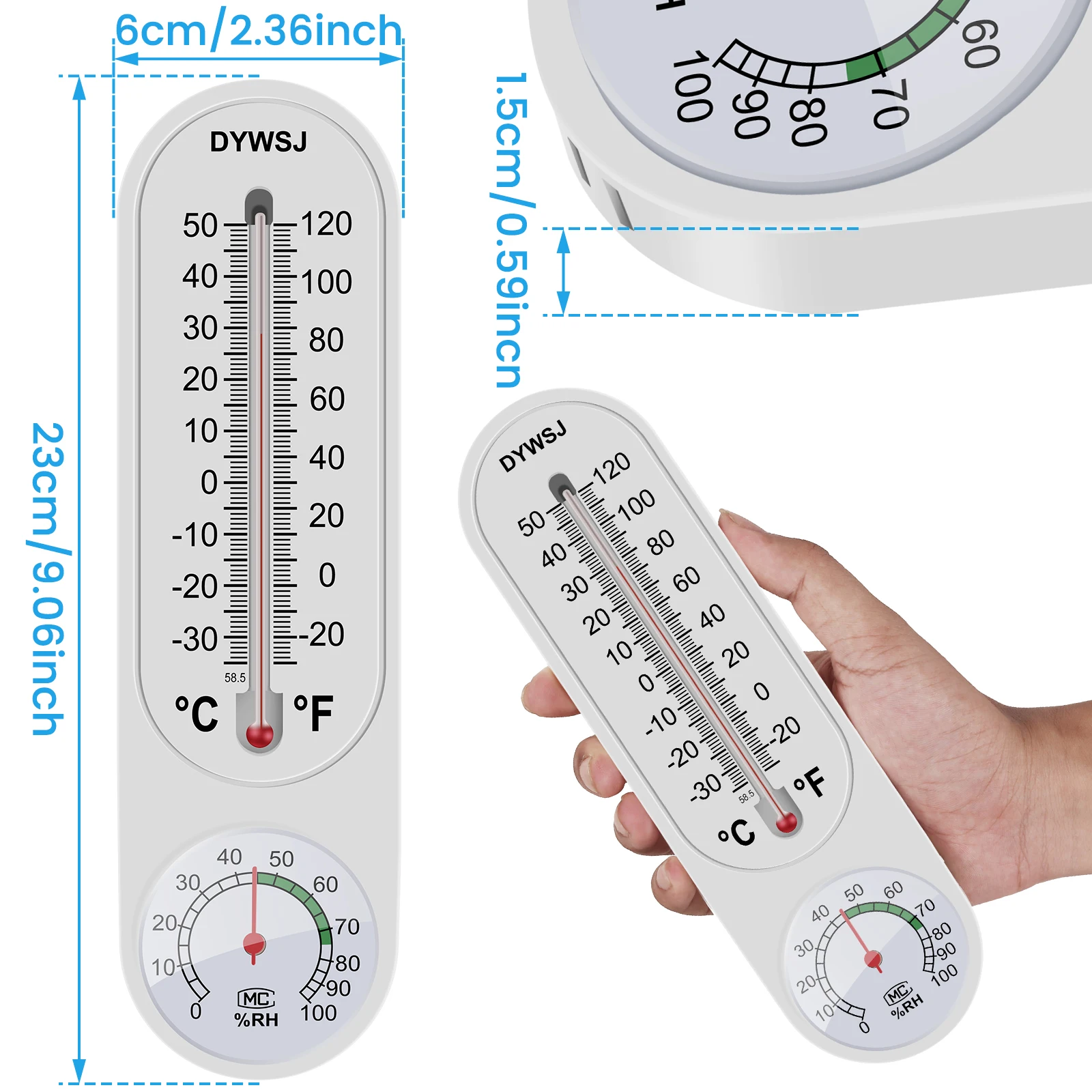 10Pcs Wall Hanging Thermometer Outdoor/Indoor Hygrometer Wall Hung Breeding Thermometer Logger Measurement Tool for Home Garden