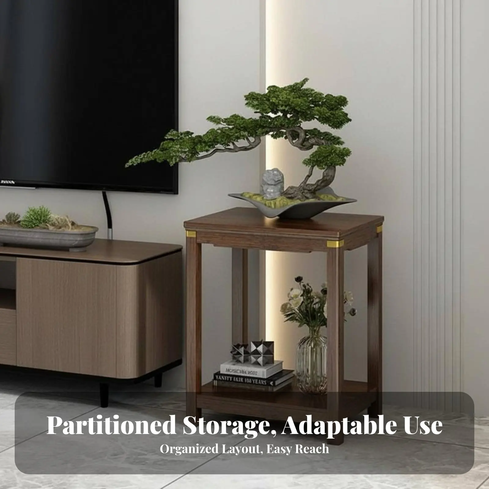 

Tiered Pedestal sturdy Wood Construction Multi-Level Display Riser adaptable Space-Saving for Fish Keepers, Retailers, Entryway