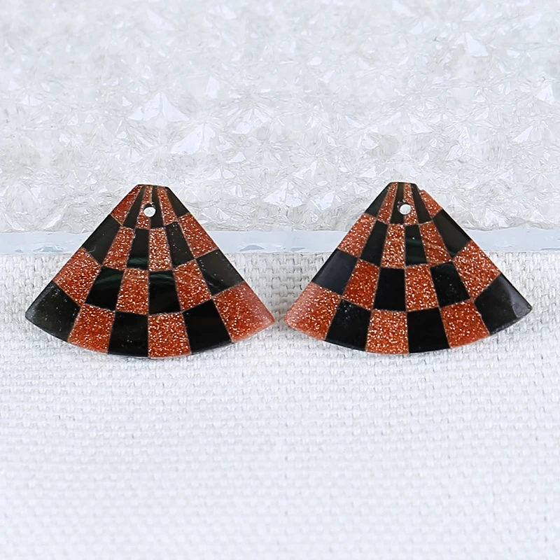 

Semiprecious Natural Stone Obsidian Red Sand Sun Sitara Earring Bead For Women 23x16x4mm 5g Trendy Jewelry Accessories