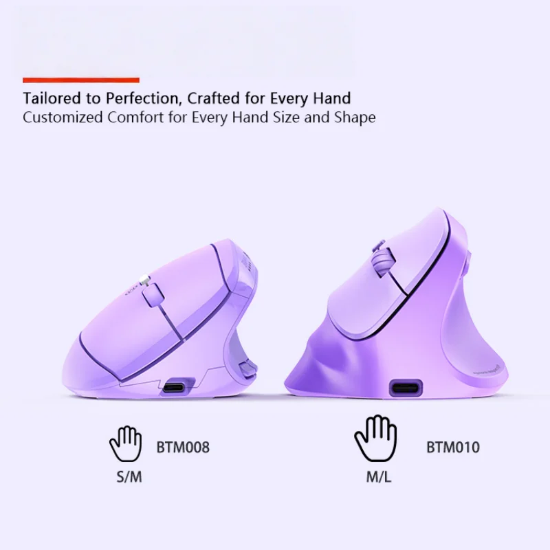 2.4G Wireless Bluetooth Vertical Optical Mouse Right/Left-Handed DPI Adjustable Rechargeable Ergonomic Mouse For PC Computer