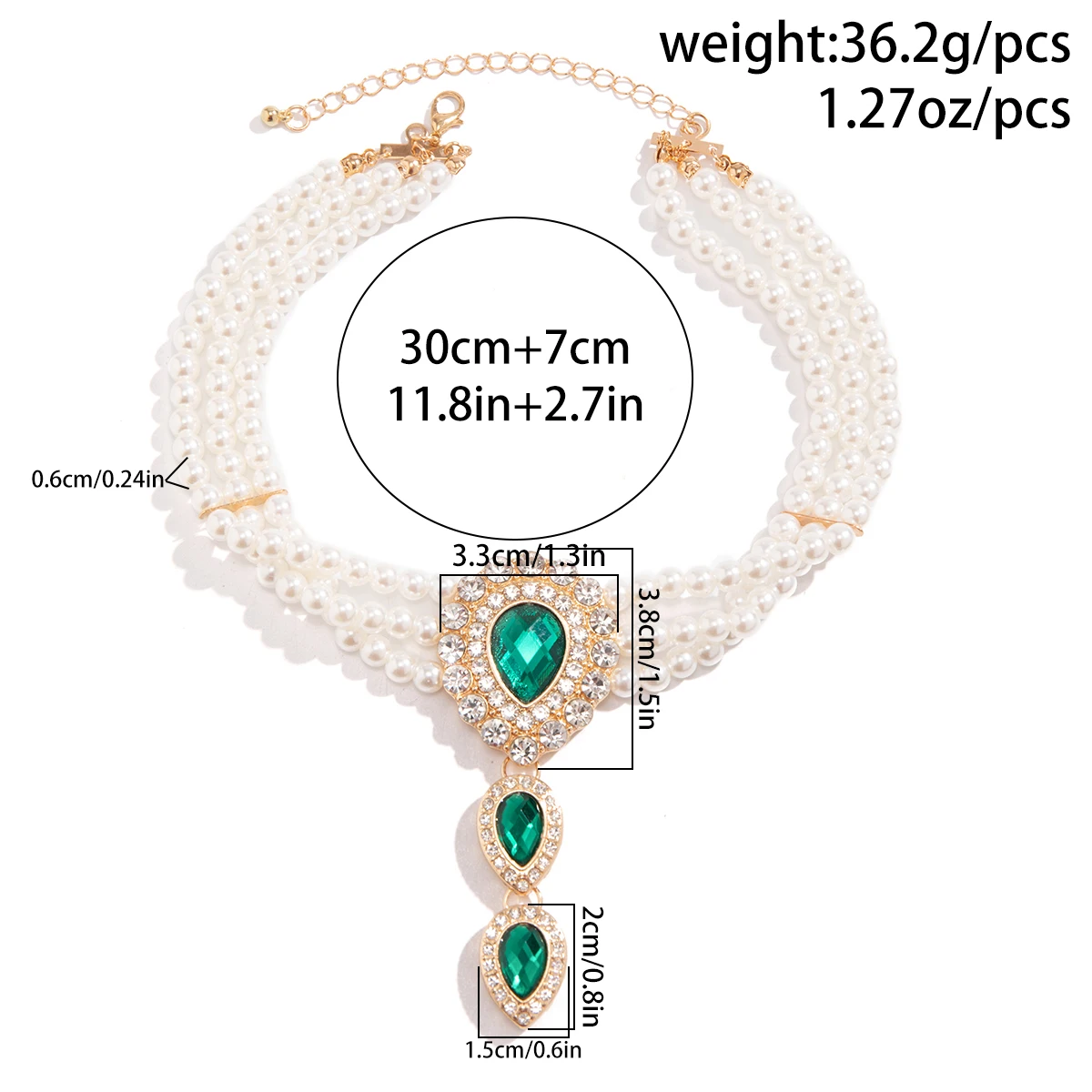 Multilayer Elegant Imitation Pearl Chain Necklace Bracelet for Women Creative Water Drop Rhinestone Jewelry Set Wed Accessories