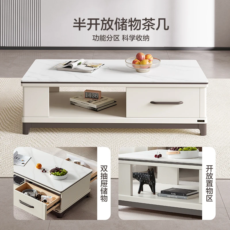 

Modern simple rock slab coffee table minimalist household rectangular living room small low table tea table