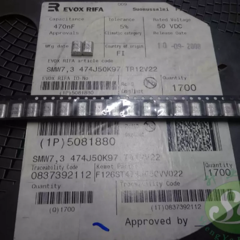 10pcs-100pcs KEME RIFA SMW7.3 0.47uf/50v 470nf u47 474 brand new patch film capacitor