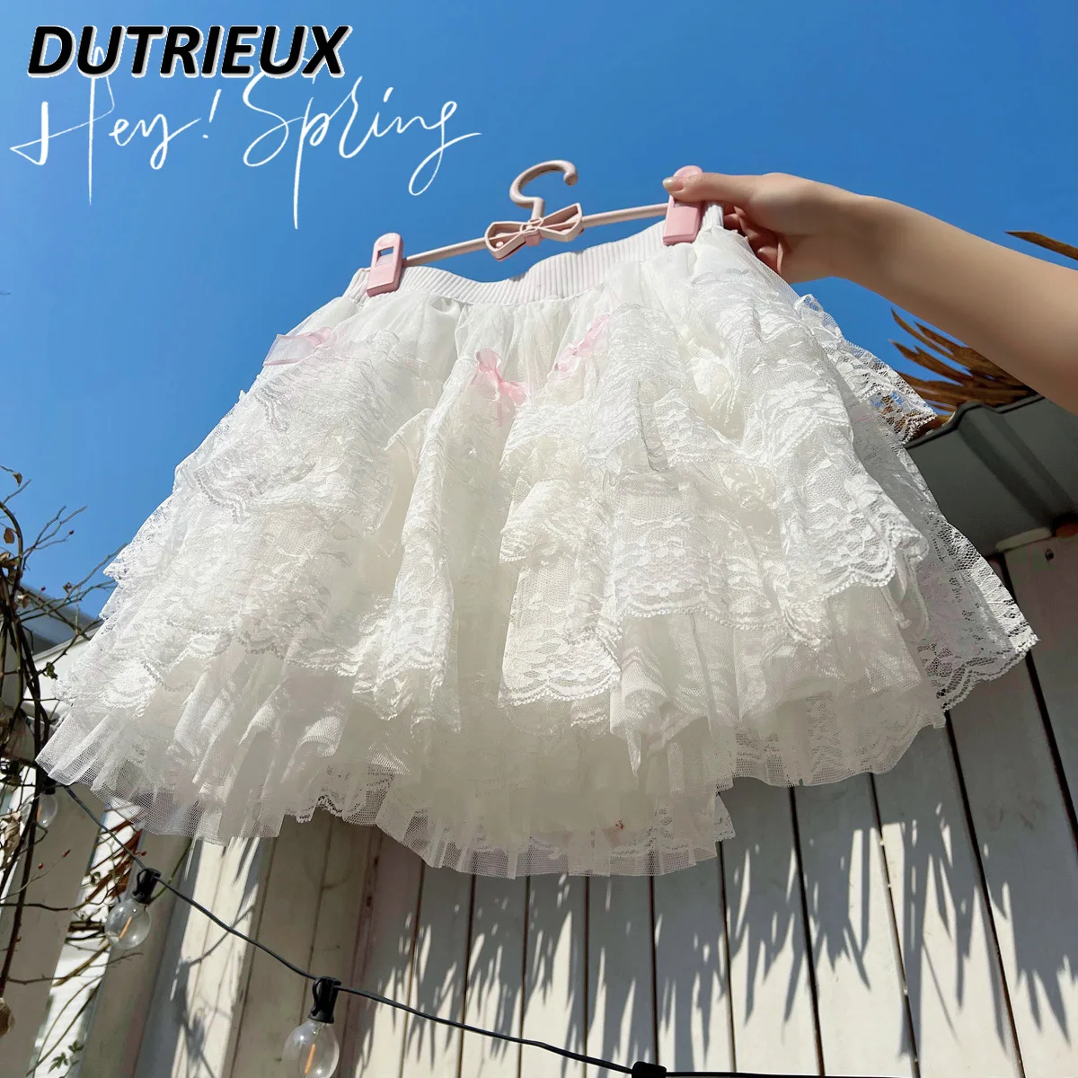 

2024 Spring New Ballet Style Elastic Waist Pleated Short Skirt Sweet Girls Pantskirt Anti-Exposure Gauze A-line Mini Skirt