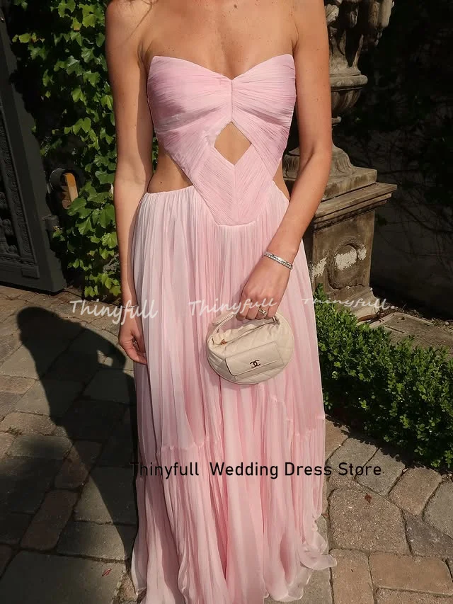 Thinyfull A-line Chiffon Prom Dress Sleeveless Sweetheart Long Evening Dresses Formal Occasion Gown Robe De Soirée Customized image 3
