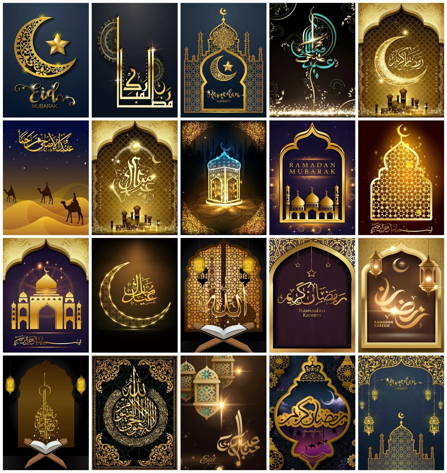 AZQSD Diamond Embroidery Muslim Mosque Mosaic Rhinestones 5D Painting Religion Moon Cross Stitch Kits Handmade Home Decor Gift