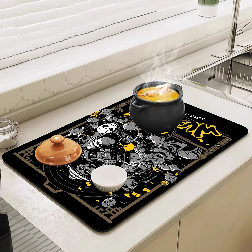 Wu T-TANG Coffee Mat Dish Draining Mat Drying Mat Quick Dry Bathroom Drain Pad Kitchen Faucet Placemat