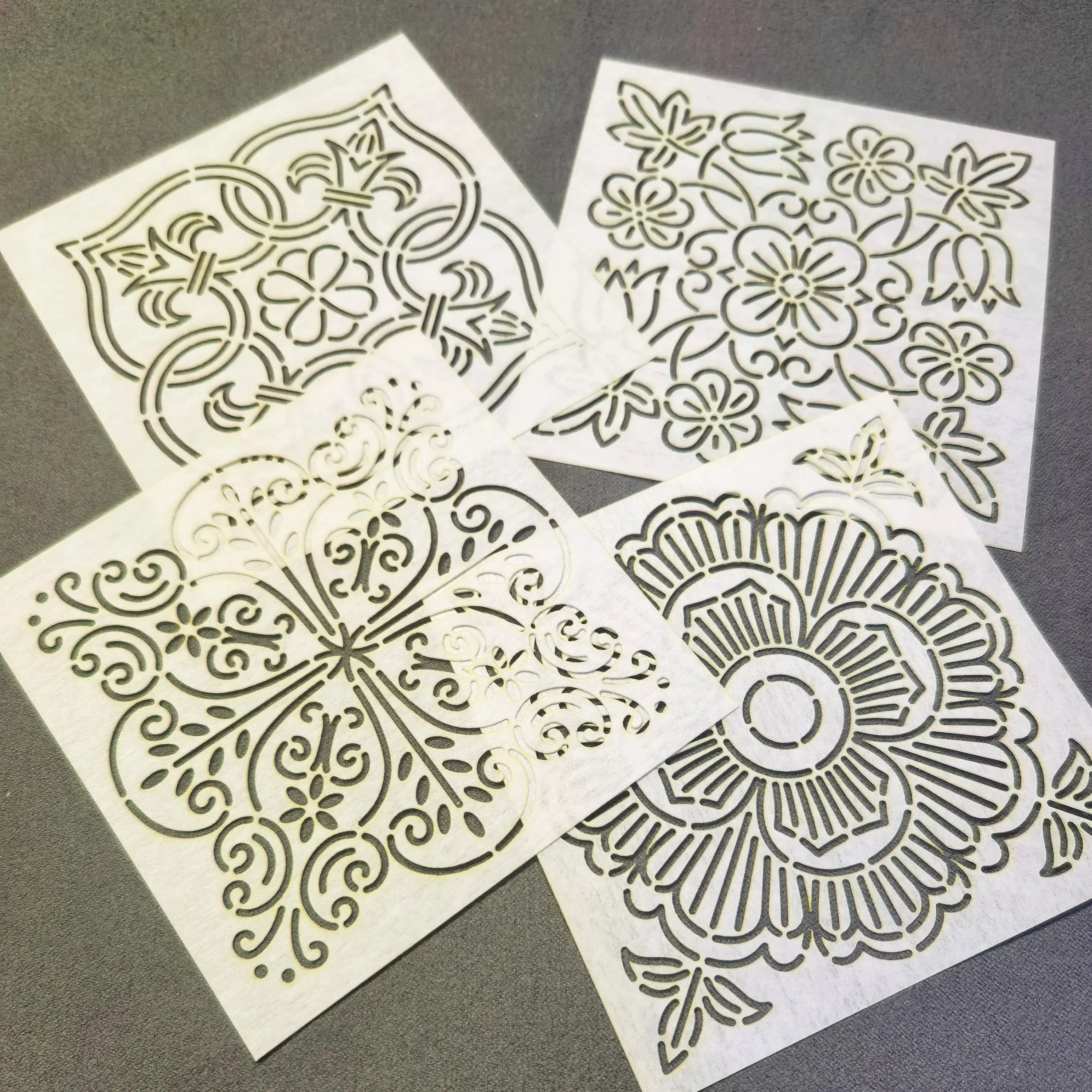 4design flower Pattern Quilting Template Sashiko Stencil Reusable PET formwork for Embroidery,coaster Fabric Drawing tool