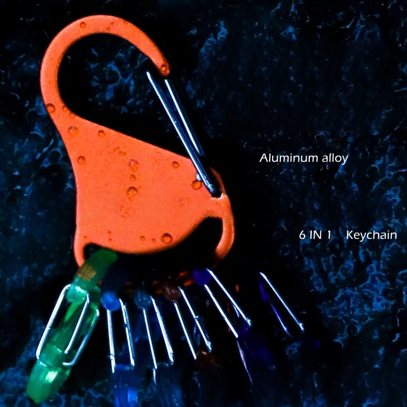 7in 1 Tactical Aluminum Alloy Chem Light Holders Carabiner Clip 6 S-Biners Glow Sticks Key Storage Buckle for Outdoor Camping view 2