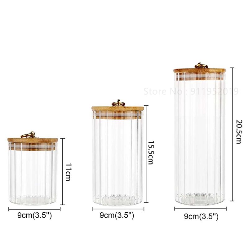 Glass Storage Jars, Coffee Bar Container with Airtight Bamboo Lid Metal Ring for Kitchen Storing Candy Cookie Pasta Nut