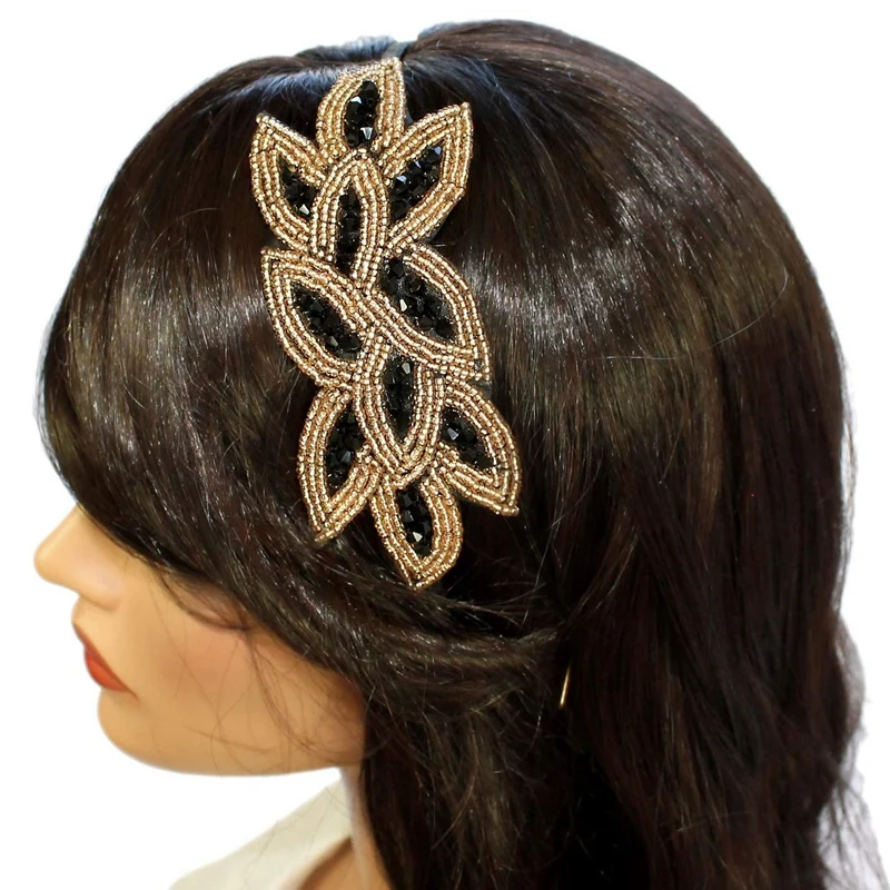 Diadema de cuentas hecha a mano, tocado Vintage, talla única