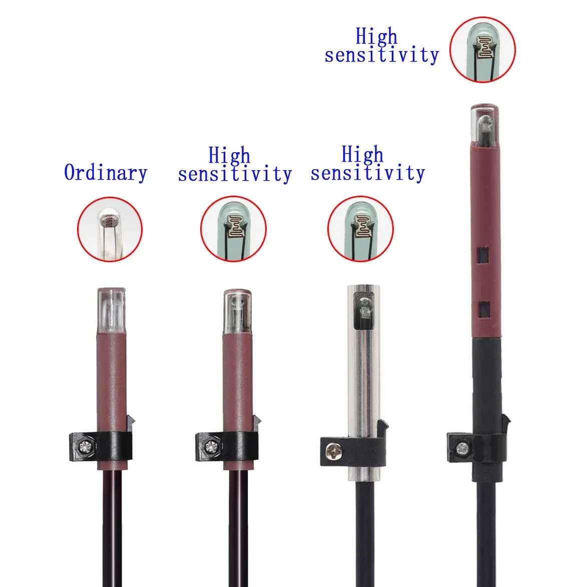 QRB1 Flame Detector, High Sensitive Photosensitive Electric Eye Red Glass Bubble Sensor for Oil Burner Fire Detection