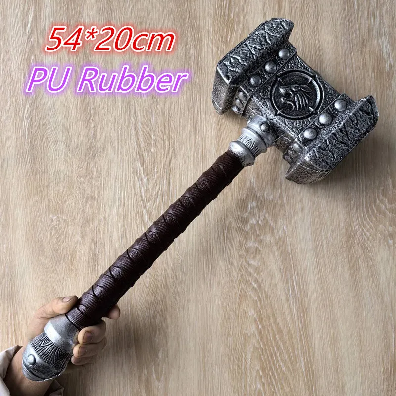 1:1 Halloween Anime Cosplay Prop Super hammer Medieval Gold Crown Sheep War Axe Weapon Role Play Movie Cos Gift Safety PU