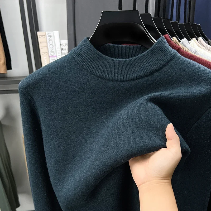 

Hot Sales Designer Quality Men's Half Neck Thicken Knitted Sweater Winter New Arrival Warm Anti Pilling Fashion Leisure Menswear