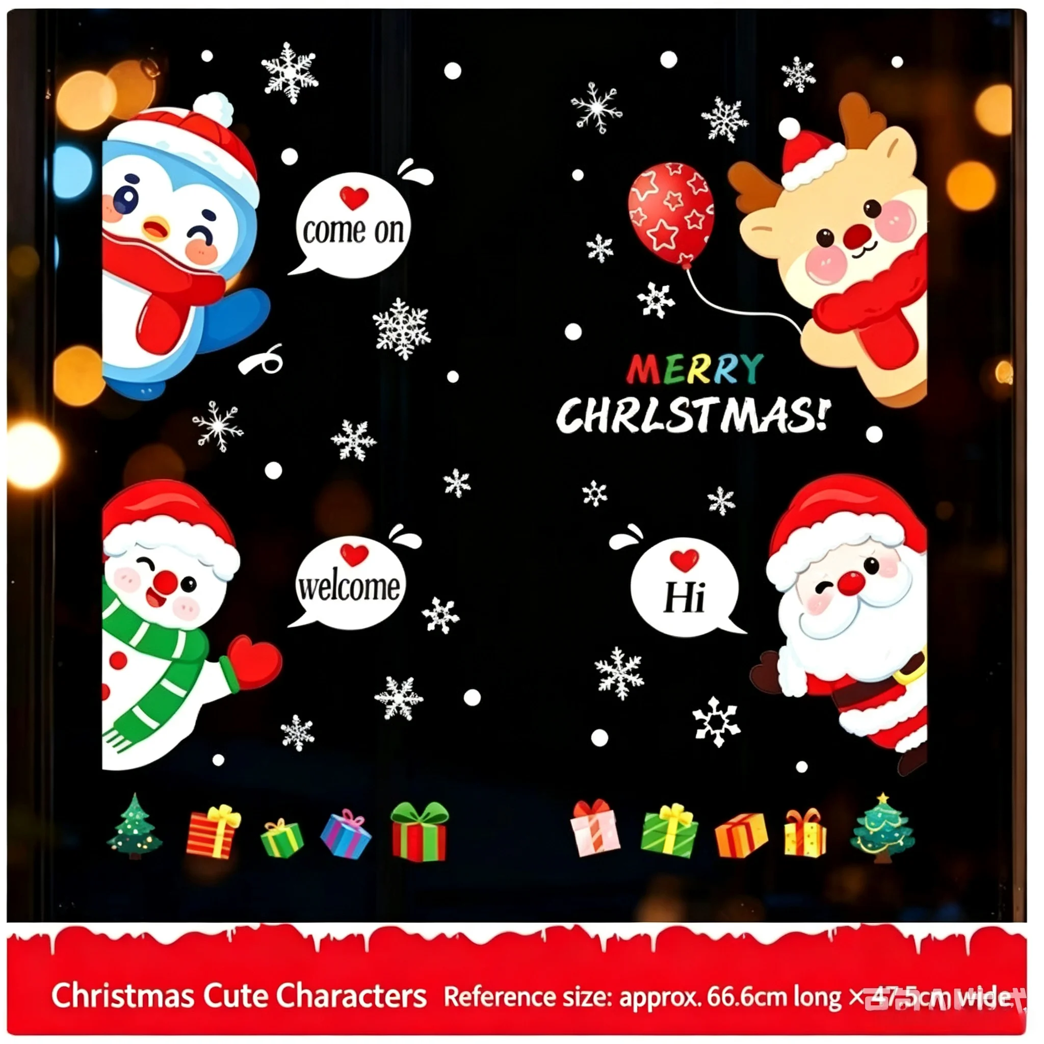 Hot Sale Christmas Home Atmosphere Decoration Stickers Children's Room Window Decals Store Window Large Static Glass Sticker