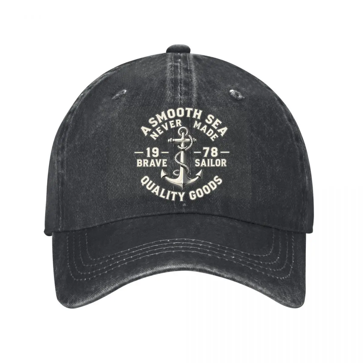A Smooth Sea Never Made 1978 Brave Sailor Quality Goods Washed Baseball Cap Outdoor Hat