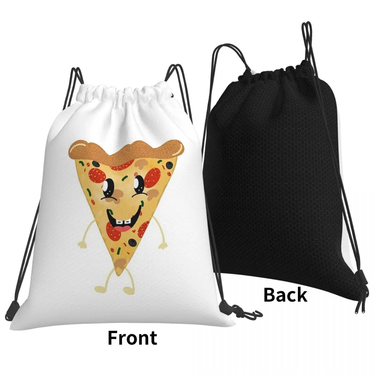 Pizza Backpacks Portable Drawstring Bundle Pocket Sports Bag Book Bags for Man Woman School