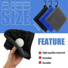 Square Microfiber Golf Ball Cleaning Towel with Carabiner Hook Water Absorption Cleaner Club for Head Wipe Cloth Clean MJ002 2