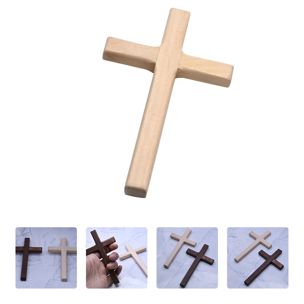 

9Pcs Wood Cross Shaped Adornments Fine Craftsmanship Catholic Prayer Supplies Festival Party Decoration Household Use