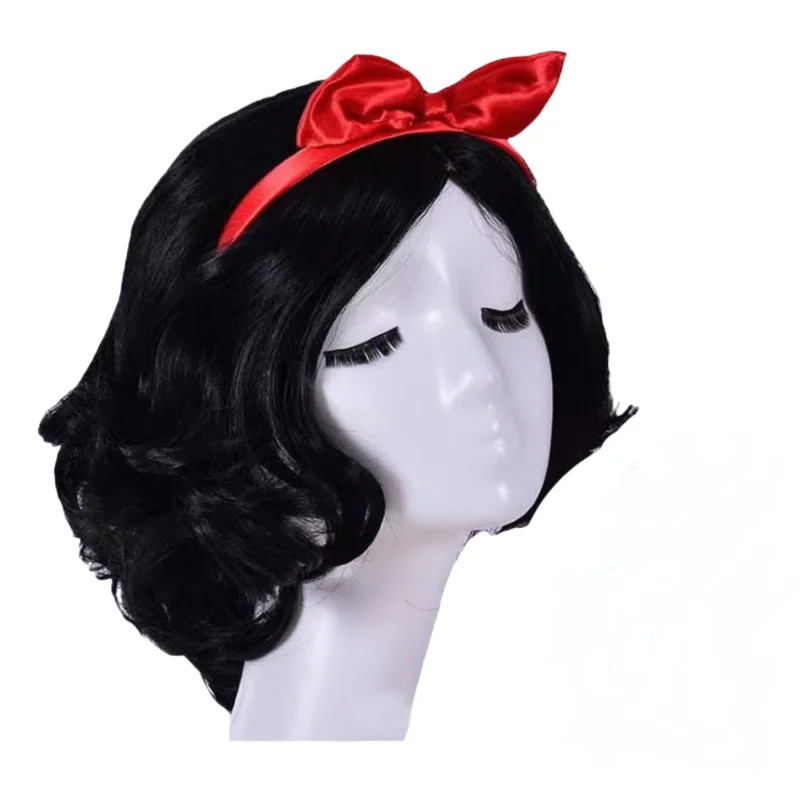 Princess Cosplay Wig Red Velvet Bow Design High Temperature Fiber for Christmas Party Performance Stage Show