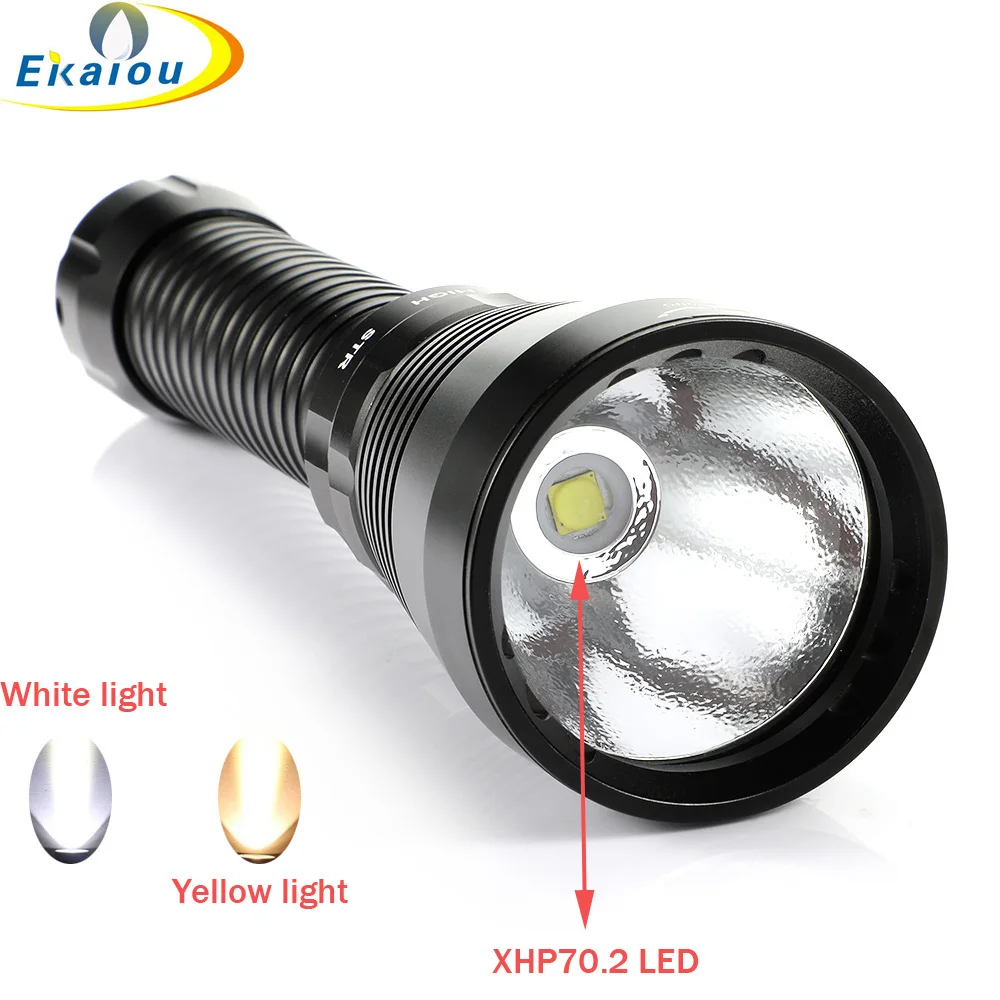 New Super Bright XHP70.2 LED Powerful Scuba Diving Flashlight 100M Waterproof Tactical Catching Fish Dive Hunting Torch Lamp