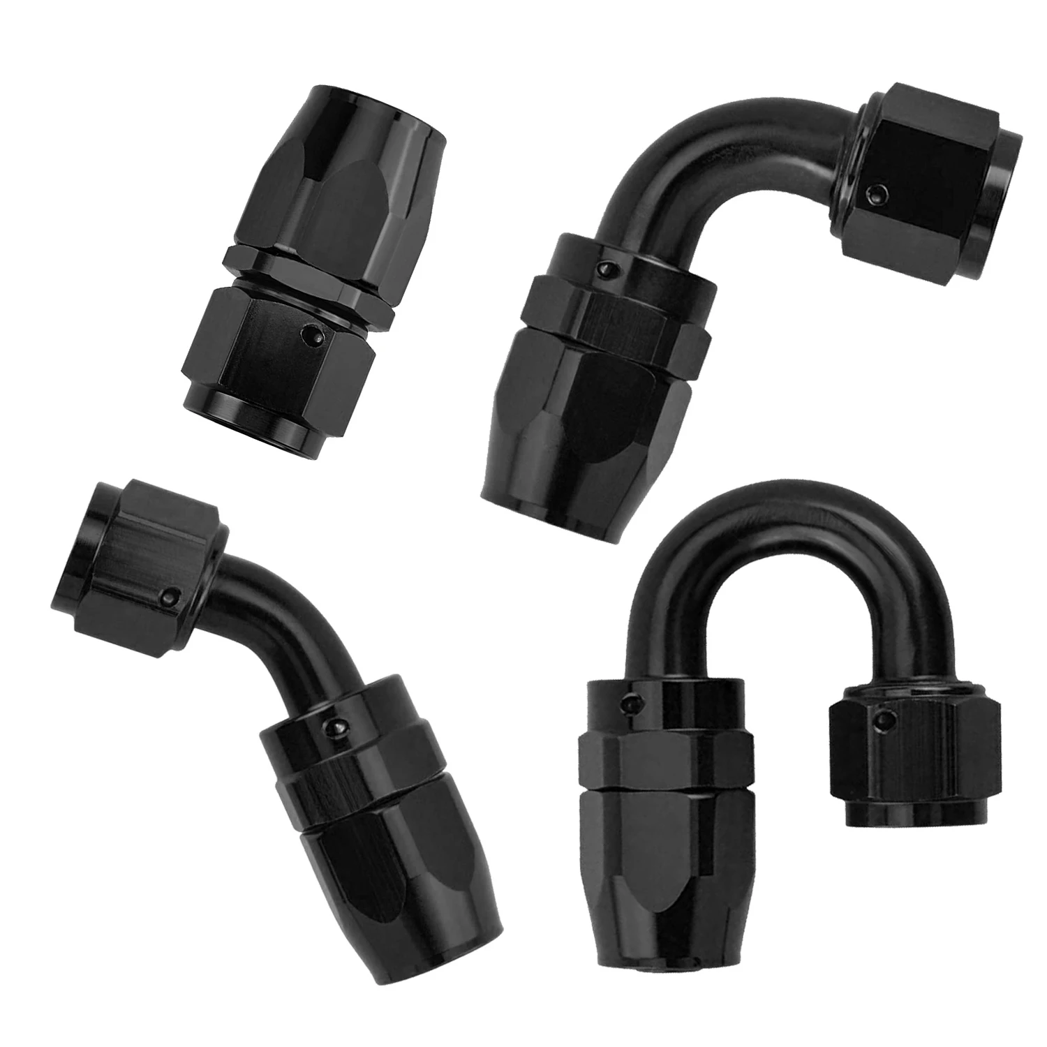 AN4/6/8/10/12 Swivel Hose End Fitting Adapter 0° 45° 90° 180° Aluminum Universal for Oil Cooler Kit Braided Oil Fuel Gas Hose