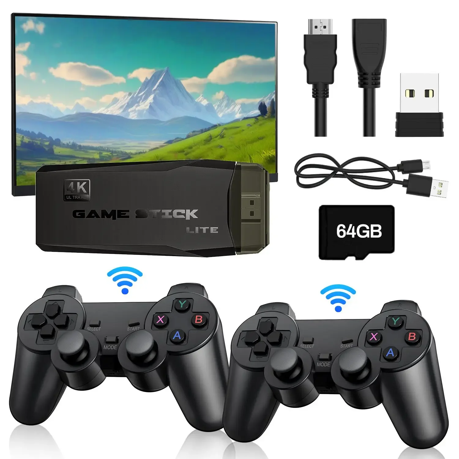 M8 Pro Game Stick 4K Video Game Console 2.4G Dual Wireless Handle 15000 Game Retro Game 40+ PS1 Simulator Boy Christmas Gifts