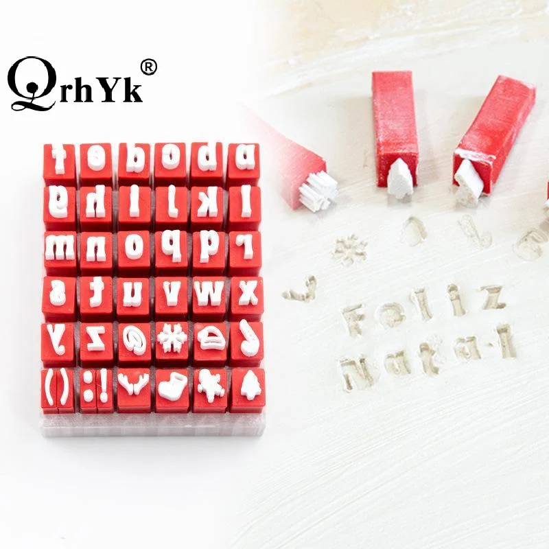 Christmas Style Alphabet Clay Stamp Set Lowercase Letters Mold For DIY Polymer Clay Pottery Handmade Craft Tools