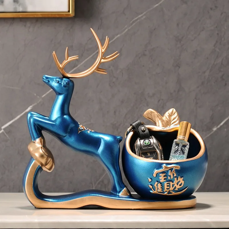 

Ceramic Deer Key Storage Box Home Decor Animal Ornament Ornament Craft Art Sculpture Figurine,Living Room Storage Tool