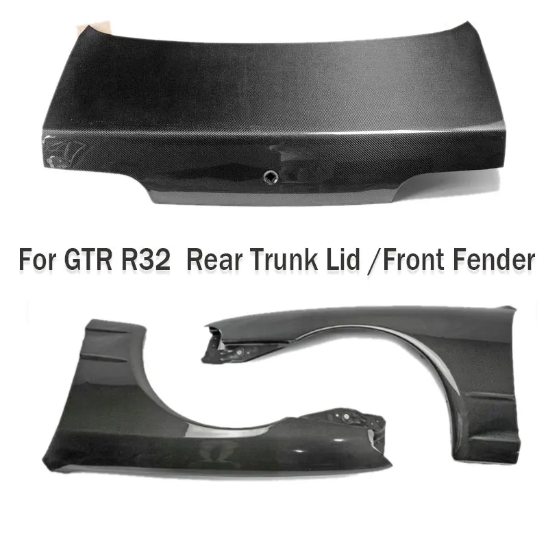 

For Nissan GTR R32 Skyline Real Carbon Fiber & GLASS fiber Front Fender Trunk Lid Mini Body Kit 1989-1994