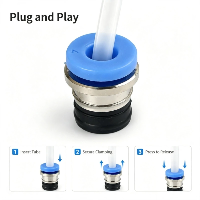 Quick 3D Printer Tube Fitting ECAS04 Threaded PTFE Tube Coupler with Metal Body for 4Mm Tube Changes and Printer F19E