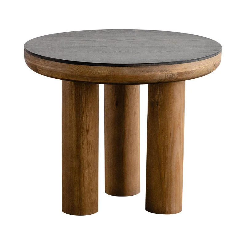 Round old solid wood round small coffee table, homestay retro small apartment family round table balcony coffee table