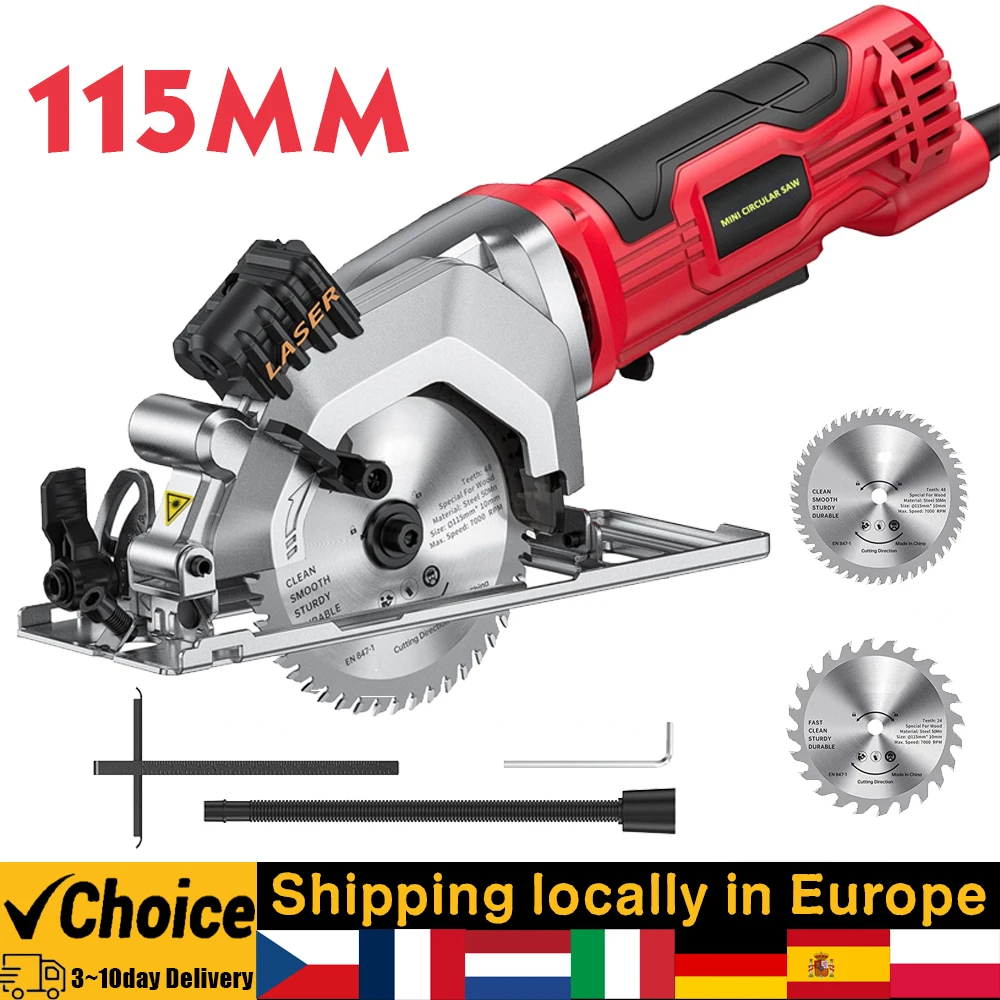 120V 580W 115MM Mini Circular Saw 24 And 48 TCT Blade Laser Guide Portable Circular Saw 3500 RPM for Wood PVC Pipe Cutting Tool