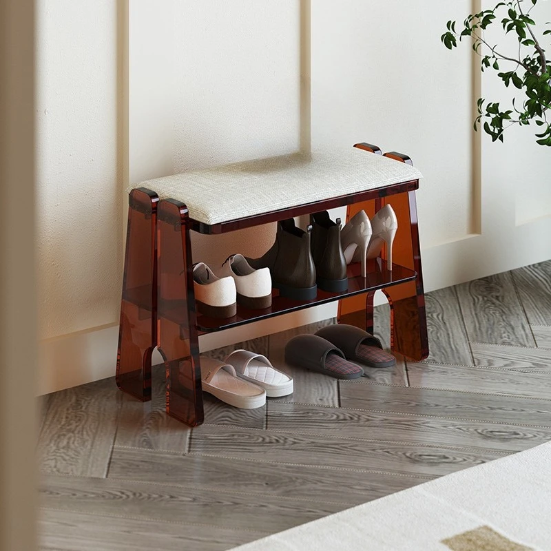 مقعد تغيير الأحذية الصغير ذو الطراز البسيط، باب منزلي لغرفة المعيشة، شرفة واحدة، مقعد طويل للأحذية