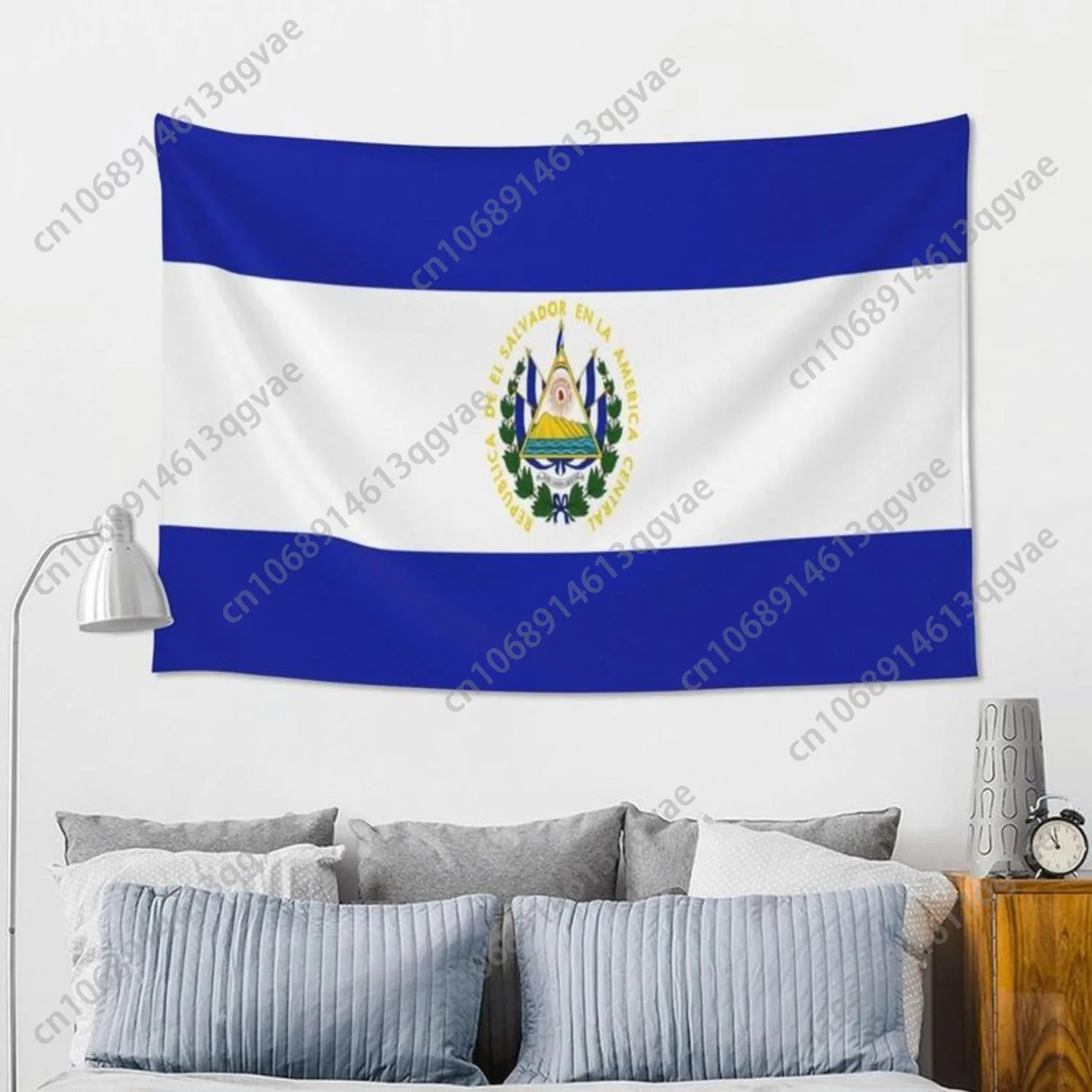 Tapestry El Salvador Flag 60x40 Inch Wall Art for Bedroom Living Room Dorm Custom Decoration