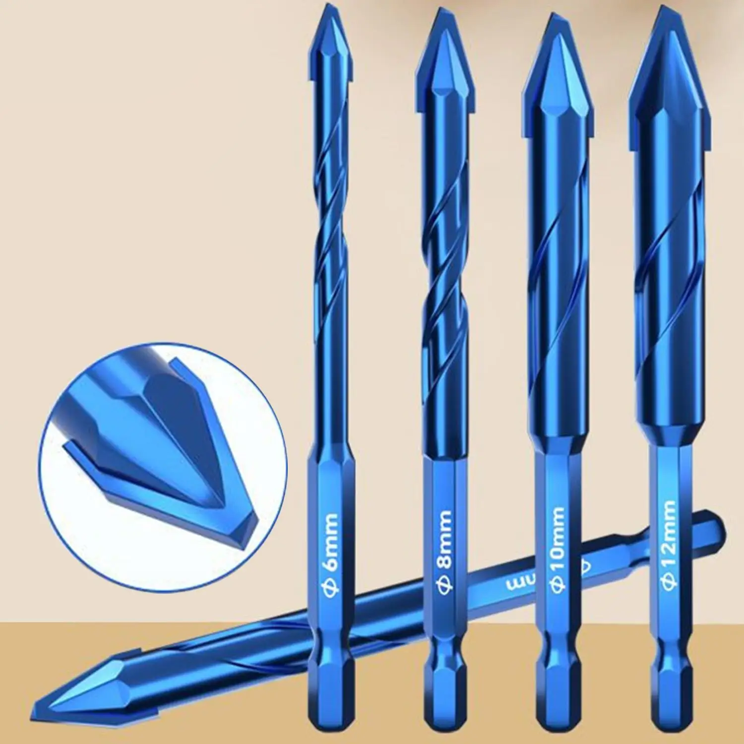 Masonry Concrete Spiral Drill Bit Eccentric for Glass Ceramic Tile Brick Plastic Wood Mason Hard Alloy Wall Hole Cutter Saw Blue